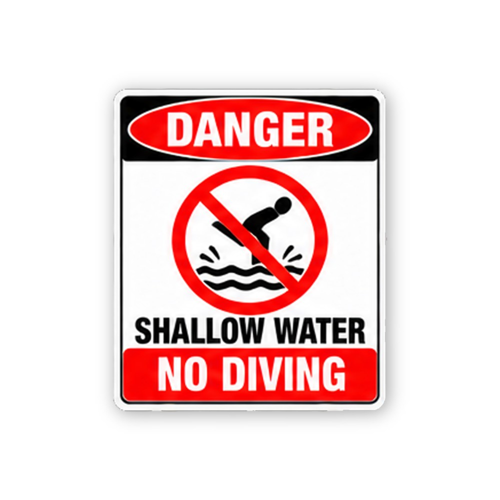 Black Red Danger No Diving Portrait Vinyl Decal Stickers