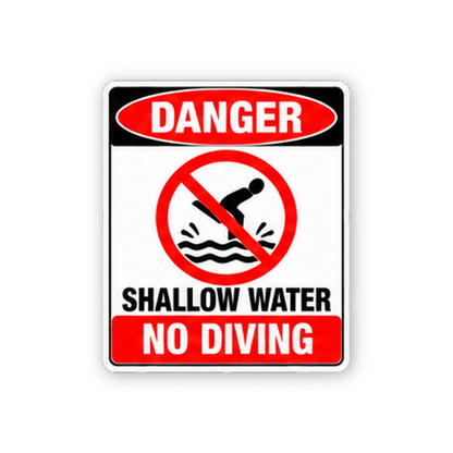Black Red Danger No Diving Portrait Vinyl Decal Stickers