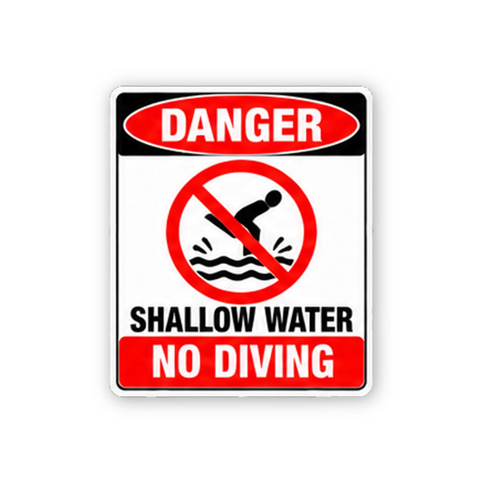 Black Red Danger No Diving Portrait Vinyl Decal Stickers