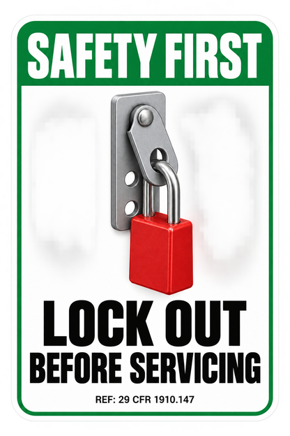 Red Padlock Lock Out Sign Art Vinyl Decal Stickers