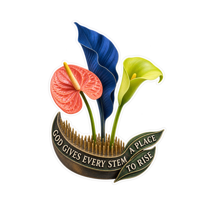 Faith Floral Arrangement with Blue Leaf Art Vinyl Decal Stickers