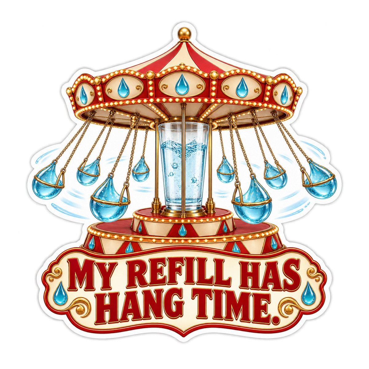 Carousel with Hanging Water Drops Art Vinyl Decal Stickers