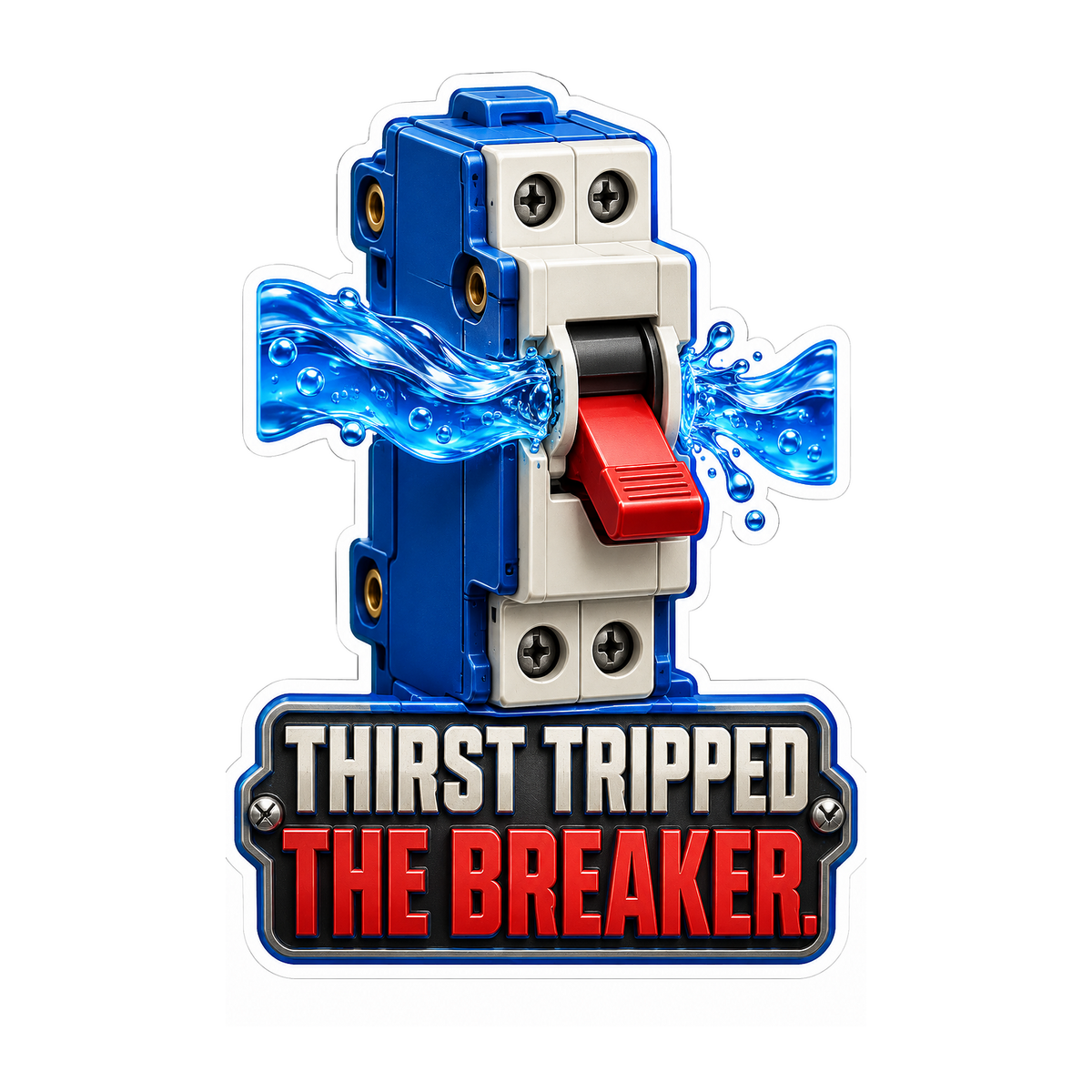 Blue Red Circuit Breaker with Thirst Quote Vinyl Decal Stickers