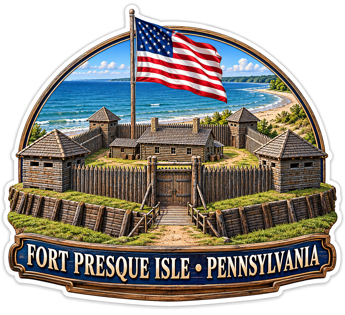 Fort Presque Isle Pennsylvania Wood Fort Vinyl Decal Stickers