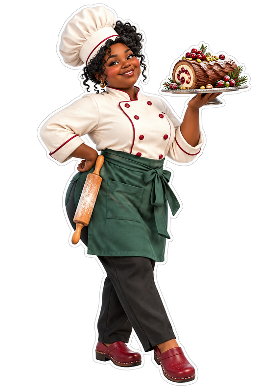 Holiday Baker Woman Roll Cake Vinyl Decal Stickers