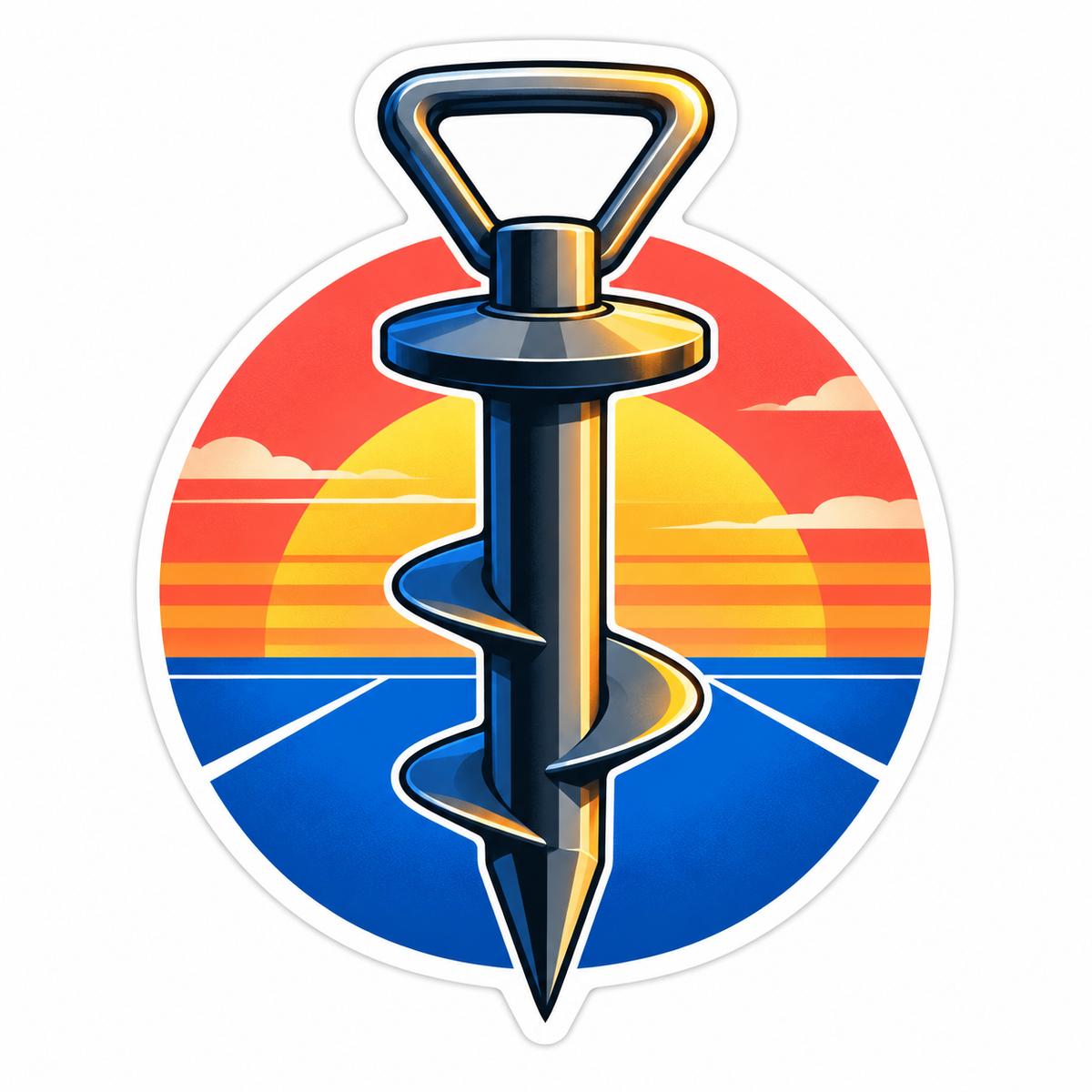 Court Anchor Stake with Sunset Stripes Art Vinyl Decal Stickers