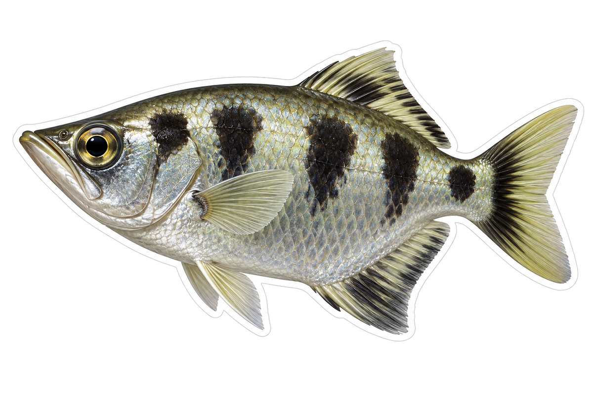 Silver Archerfish with Black Side Patches Art Vinyl Decal Stickers