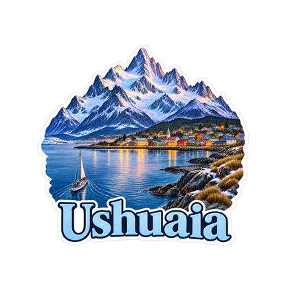 Ushuaia Snowy Mountains Harbor Art Vinyl Decal Stickers