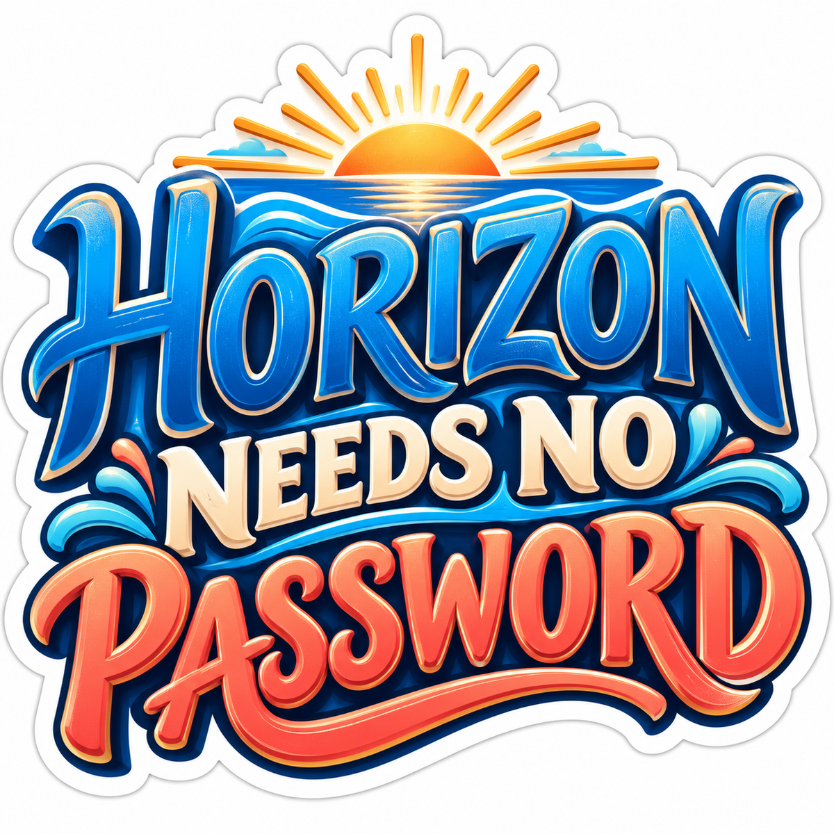Horizon Needs No Password Quote Art Vinyl Decal Stickers