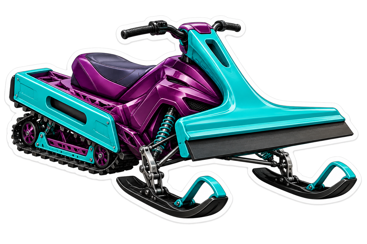 Teal Purple Window Squeegee Snowmobile Art Vinyl Decal Stickers