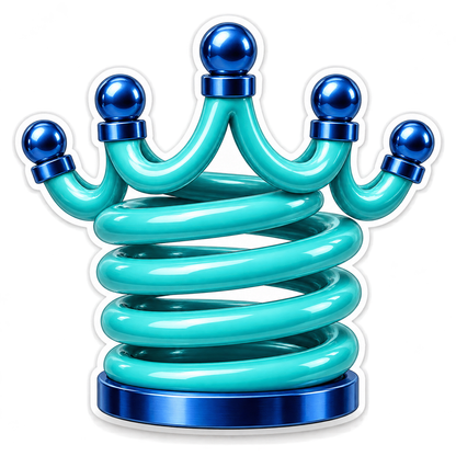 Aqua Coil Spring Crown Art Vinyl Decal Stickers