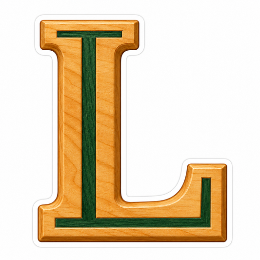Honey Wood Green Inlay Letter L Art Vinyl Decal Stickers