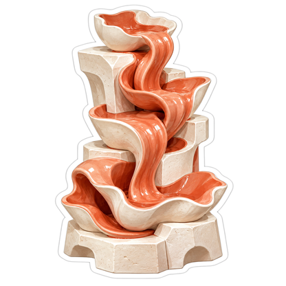 Coral Ivory Cascading Ceramic Bowls Art Vinyl Decal Stickers