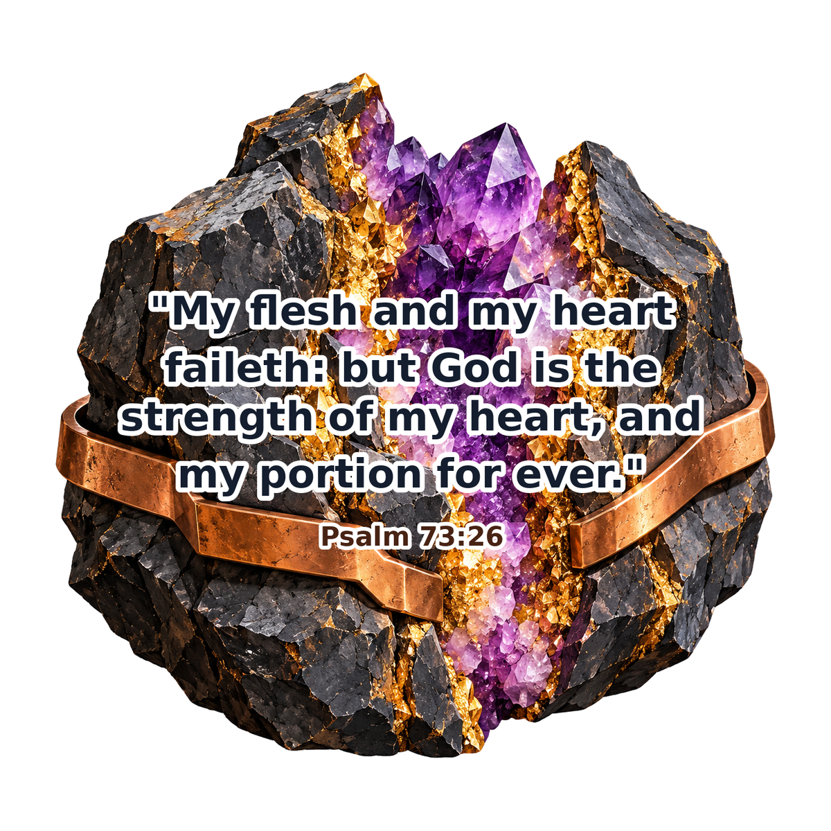 Purple Crystal Rock with Copper Band Psalm Vinyl Decal Stickers