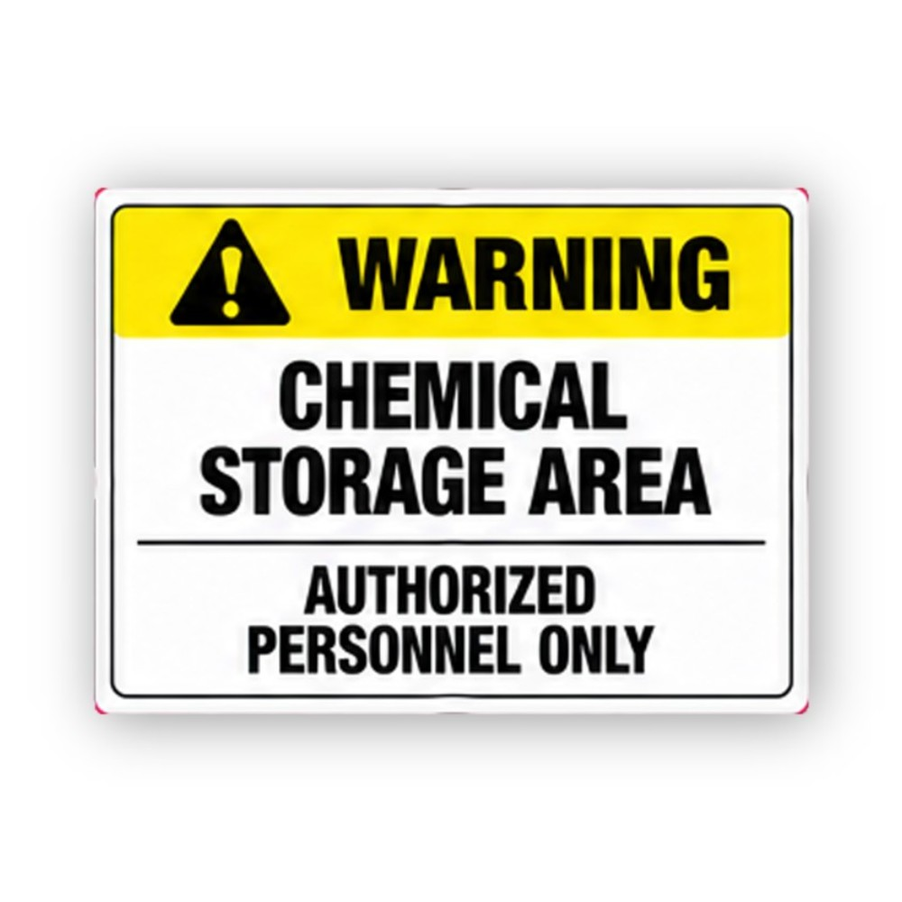 Yellow Chemical Storage Authorized Text Panel Vinyl Decal Stickers
