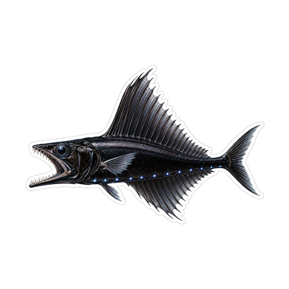 Black Sail Fin Fish with Blue Lights Vinyl Decal Stickers