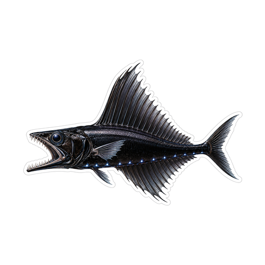 Black Sail Fin Fish with Blue Lights Vinyl Decal Stickers