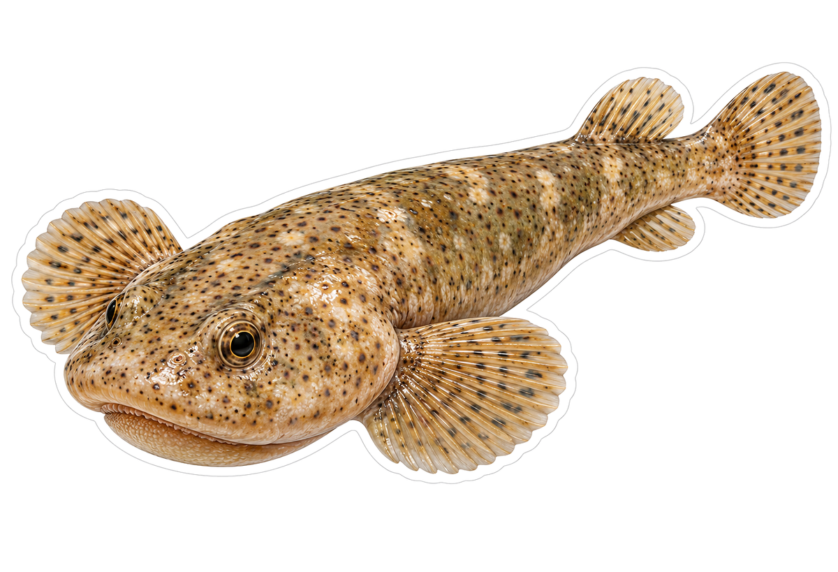 Tan Speckled Fish with Broad Flattened Head Vinyl Decal Stickers