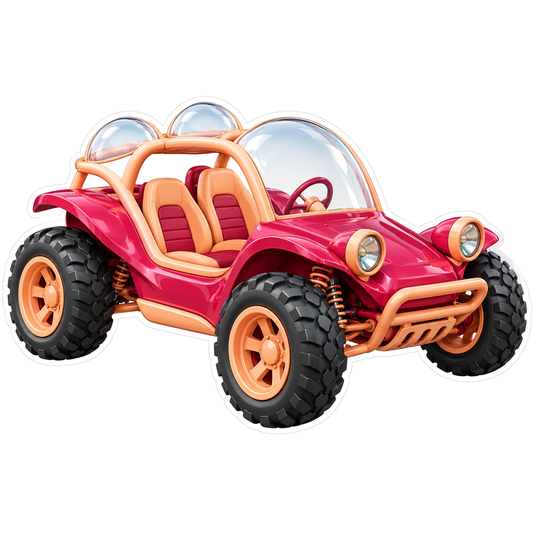 Raspberry Triple Bubble Window Beach Buggy Art Vinyl Decal Stickers