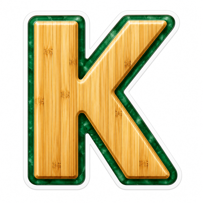 Bamboo Grain Jade Border Letter K Vinyl Decal Stickers