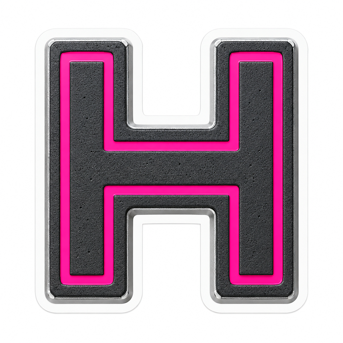 Charcoal Pixel Letter H with Pink Line Art Vinyl Decal Stickers