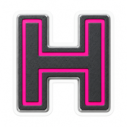 Charcoal Pixel Letter H with Pink Line Art Vinyl Decal Stickers