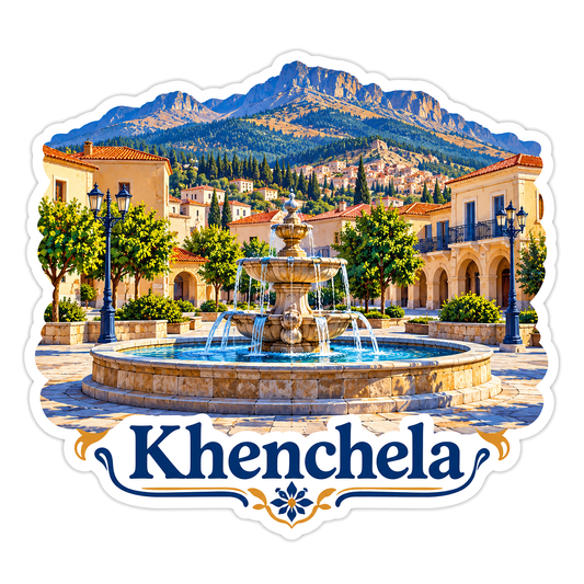 Khenchela Fountain Mountain Travel Art Vinyl Decal Stickers