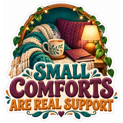 Knitted Blankets Tea Small Comforts Quote Art Vinyl Decal Stickers