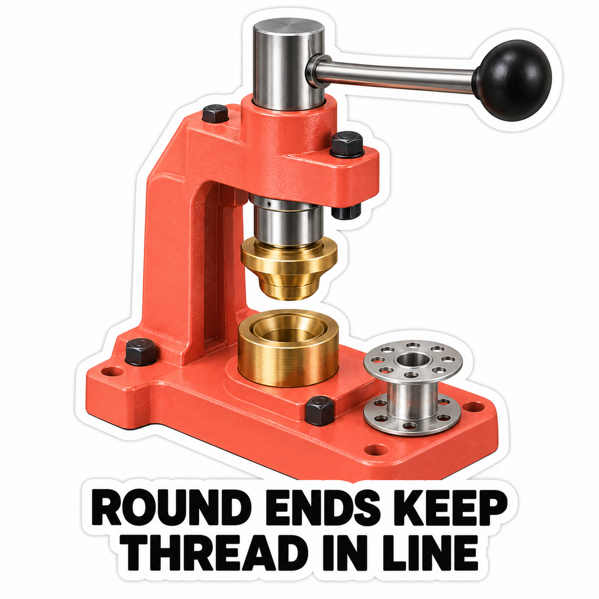 Coral Lever Press with Brass Cup and Spool Vinyl Decal Stickers
