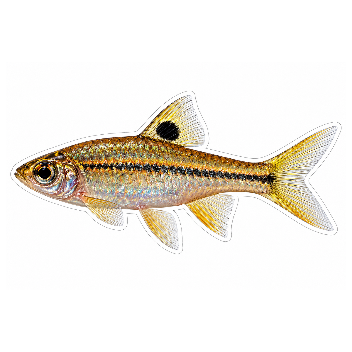 Golden Rasbora with Black Dorsal Spot Vinyl Decal Stickers