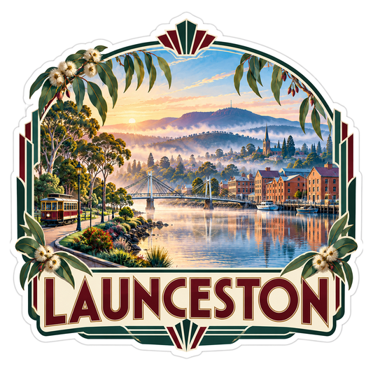Launceston Dawn River Travel Art Vinyl Decal Stickers