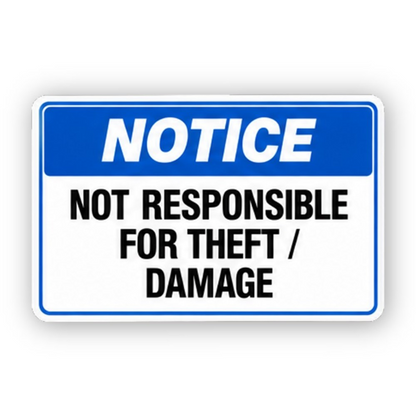 Blue Theft Damage Text Rectangle Vinyl Decal Stickers