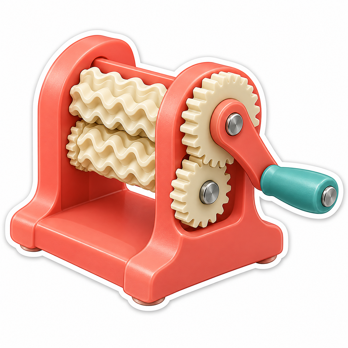 Coral Crimping Roller with Teal Crank Grip Vinyl Decal Stickers