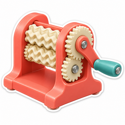 Coral Crimping Roller with Teal Crank Grip Vinyl Decal Stickers