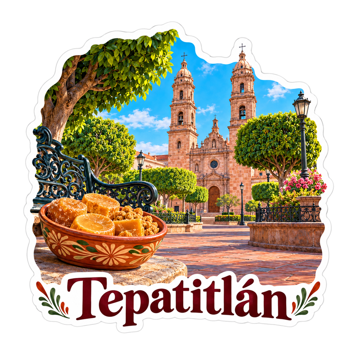 Tepatitlan Cathedral Plaza and Sweets Art Vinyl Decal Stickers