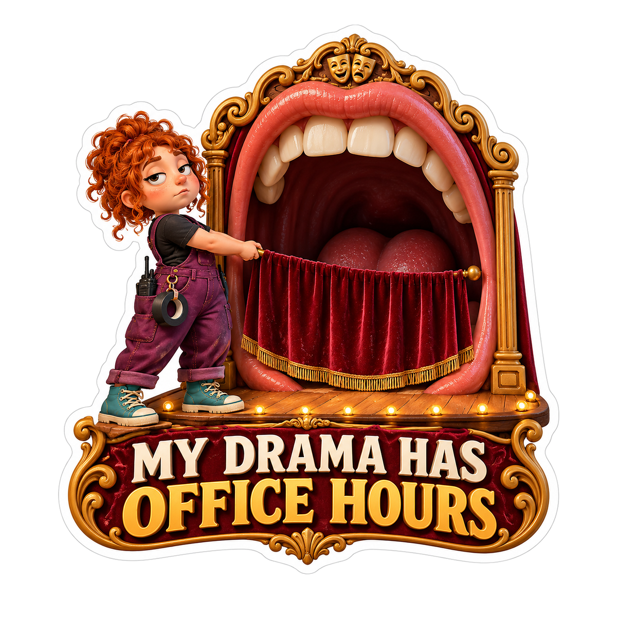 Giant Mouth Stage Office Hours Humor Art Vinyl Decal Stickers