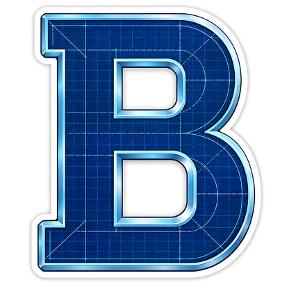 Navy Cyan Blueprint Block Letter B Vinyl Decal Stickers