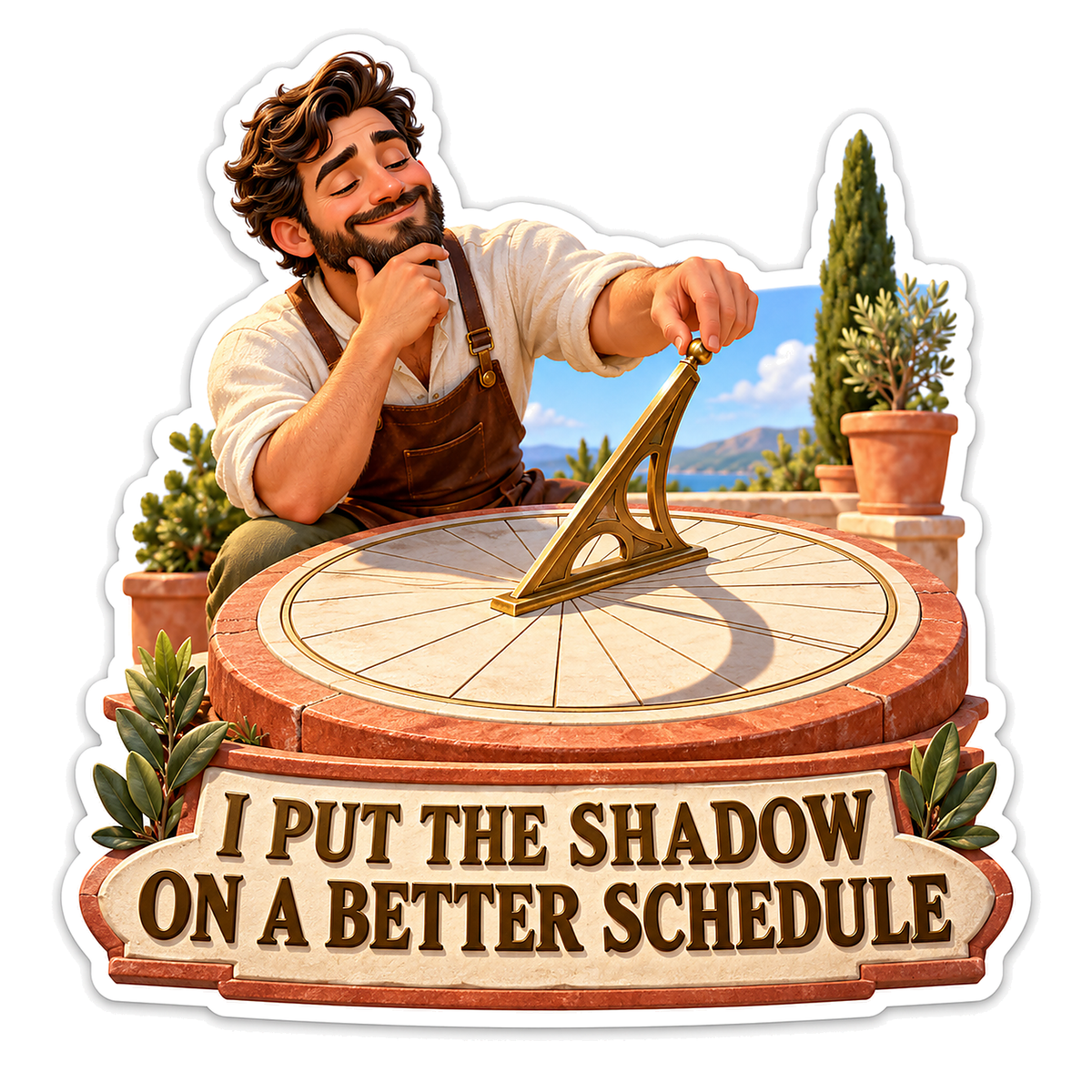 Craftsman Adjusting a Garden Sundial Vinyl Decal Stickers