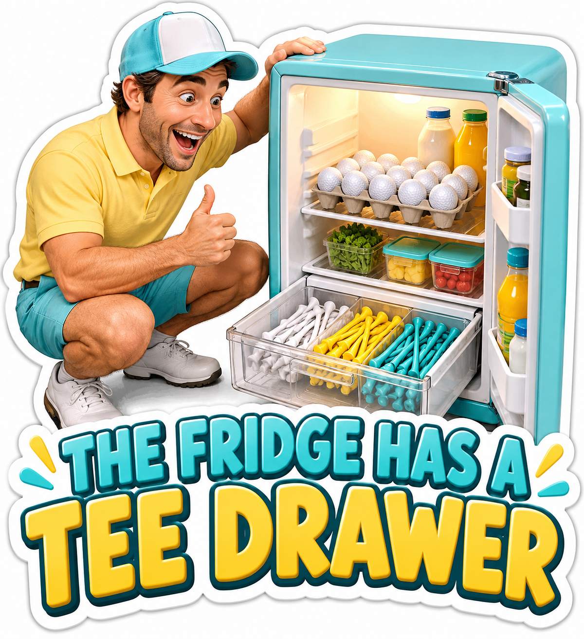 Golfer Organizing Balls and Tees Art Vinyl Decal Stickers
