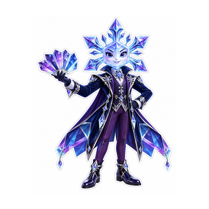 Purple Snowflake Figure Holding Crystal Fan Art Vinyl Decal Stickers