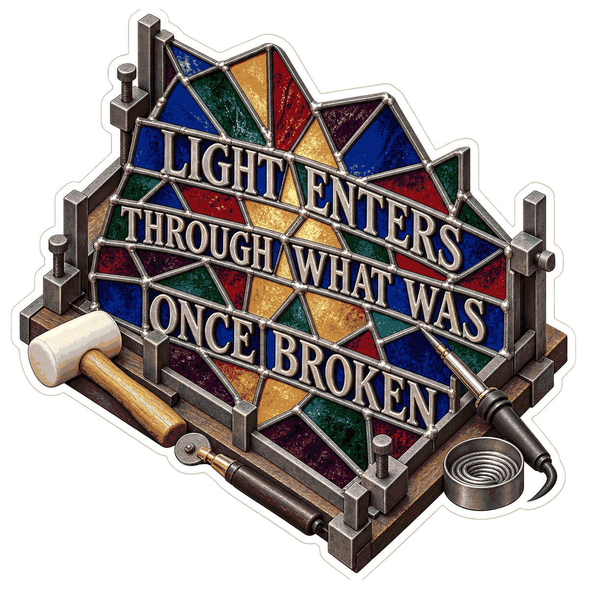 Faith Multicolor Stained Glass in Frame Art Vinyl Decal Stickers