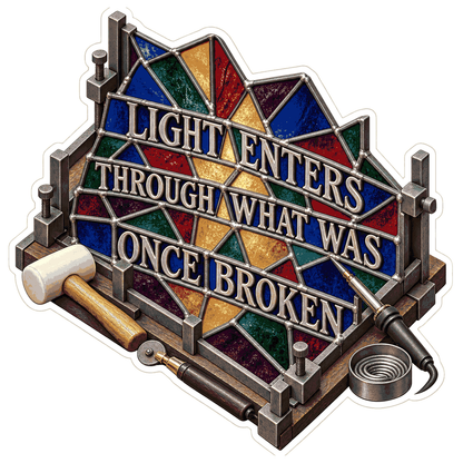 Faith Multicolor Stained Glass in Frame Art Vinyl Decal Stickers