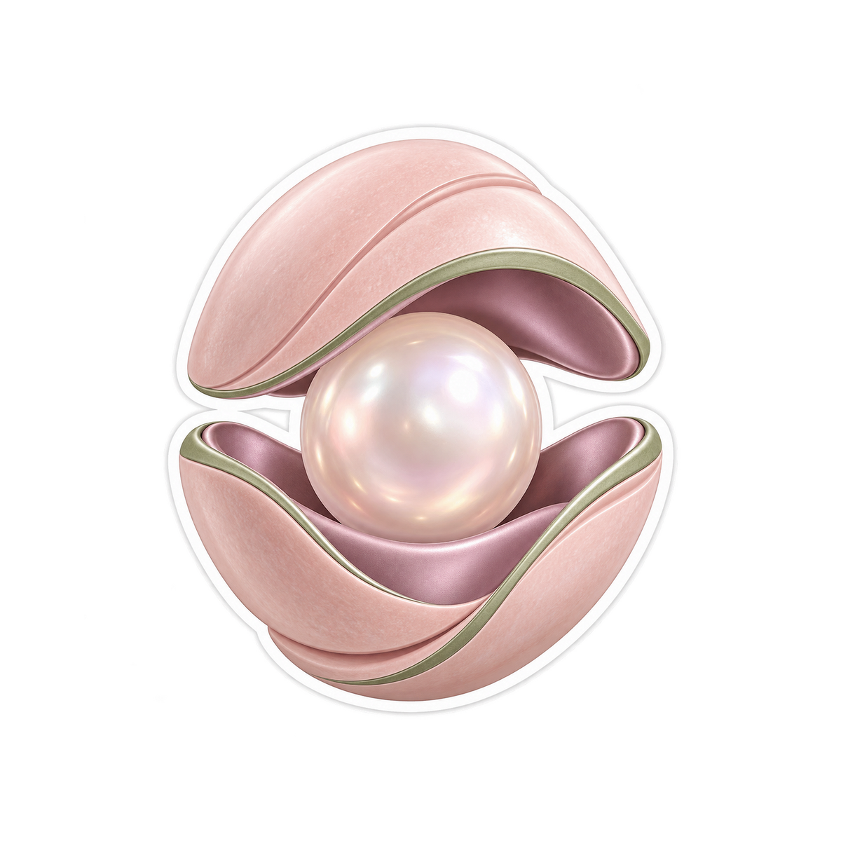 Pink Open Shell with Pearl Vinyl Decal Stickers