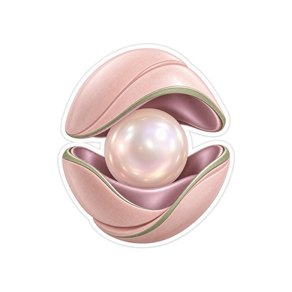Pink Open Shell with Pearl Vinyl Decal Stickers