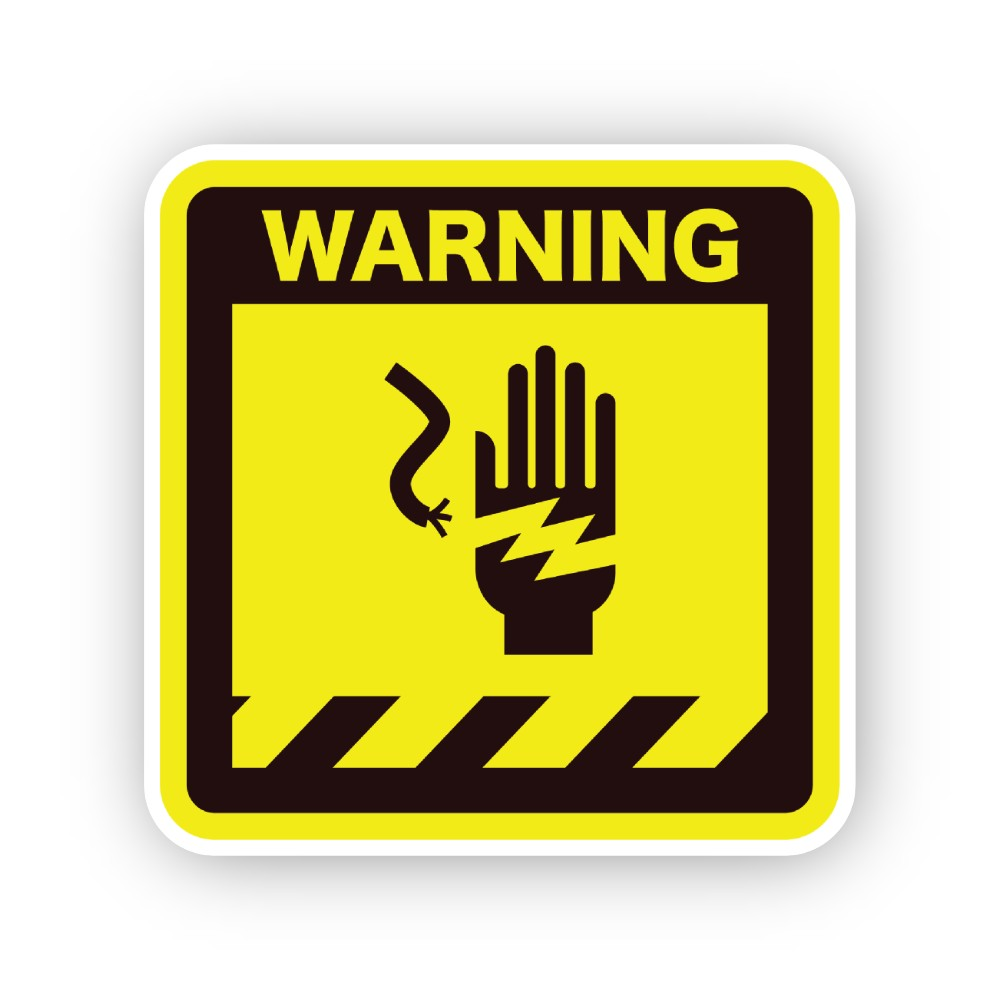 Yellow Warning Loose Wire Hand Bolt Panel Vinyl Decal Stickers