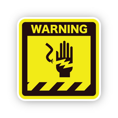 Yellow Warning Loose Wire Hand Bolt Panel Vinyl Decal Stickers