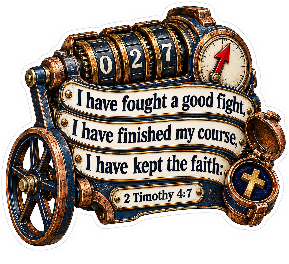 2 Timothy 4 7 Odometer Verse Vinyl Decal Stickers