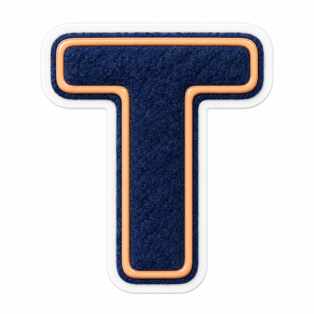 Navy Felt Peach Outline Letter T Vinyl Decal Stickers