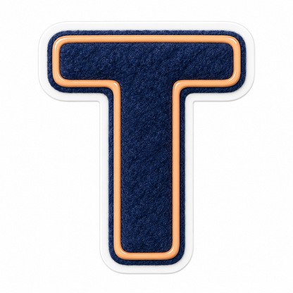Navy Felt Peach Outline Letter T Vinyl Decal Stickers