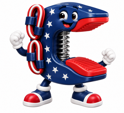 Patriotic Blue Spring Clamp Character Art Vinyl Decal Stickers